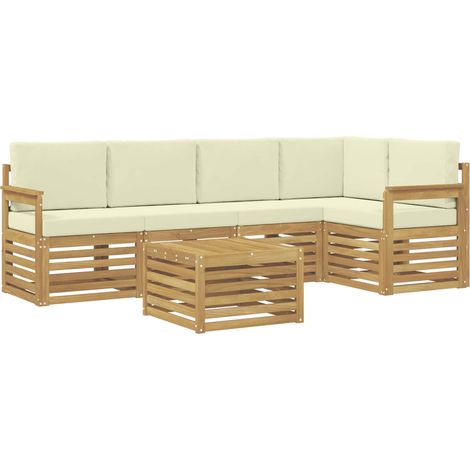 Set di divani da esterno 6 pcs Bianco e Crema 59 x 59 x 37 cm vidaXL