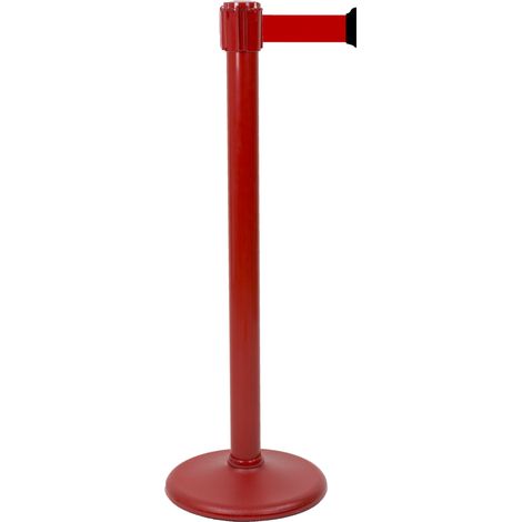 Poteau Alu Rouge laqué à sangle Rouge 3m x 50mm sur socle portable - 2053303
