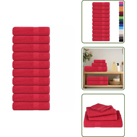 The Living Store Duschtücher FROGN 10 Stk. Rot 70x140 cm 360 g/m² - Badetücher (1/5)