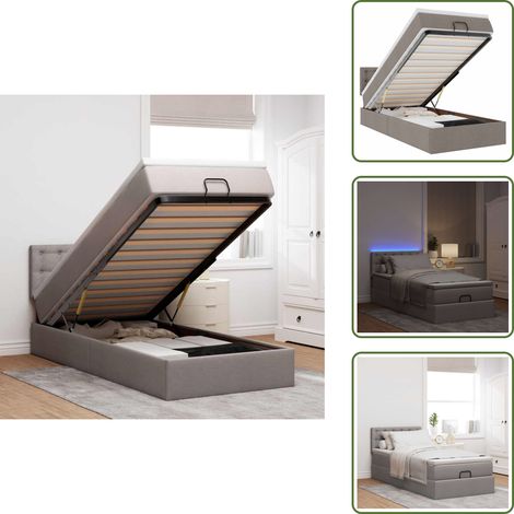 The Living Store Ottoman-Bett mit Matratze & LEDs Taupe 100x200 cm Stoff - LED-Beleuchtung (1/5)