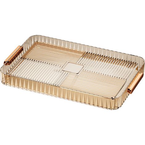 Vaschetta raccogligocce per il tè in plastica trasparente, capiente e multifunzionale, ideale per servire il tè a casa o in soggiorno. Di piccole dimensioni, colore marrone chiaro trasparente. (1/5)