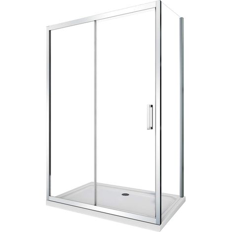 Box doccia angolare parete fissa e porta scorrevole reversibile vetro 6 mm 67,5-70 ANTA FISSA + PORTA 95-100 (1/5)