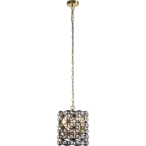 Searchlight Iris Suspension à 2 lumières Noir, Cristal, Laiton (1/4)