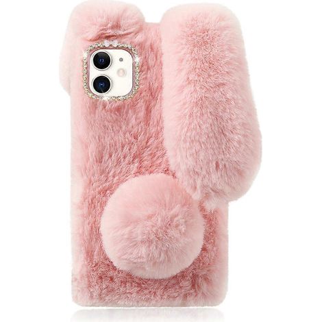 Handyhülle kompatibel mit iPhone 12 mini 5.4, Winterwarme Plüschhülle-Apple iPhone 12 mini 5.4-Pink (1/3)