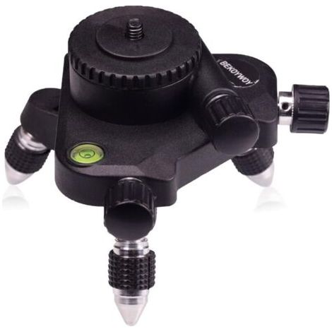 (11×9.5×9.5cm) Support d'accordage fin à 360° avec base pivotante - Adaptateur de trépied pour niveaux laser de 6,35 mm - Filetage 1/4" et 5/8" - Avec bulle horizontale
