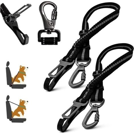 Ceinture de sécurité pour Chien de Voiture in 2 pièces, Ceinture de sécurité réglable pour Animal de Compagnie, Laisse de Chat, (1/4)