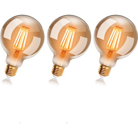 Ampoules LED 4W Edison Vintage G80, Blanc Chaud 2200K E27, Equivalent à Ampoule Incandescente 40W, Ampoule Rétro à Filament, Rétro Antique Lampe décorative, Non-Dimmable, Lot de 3 (1/5)