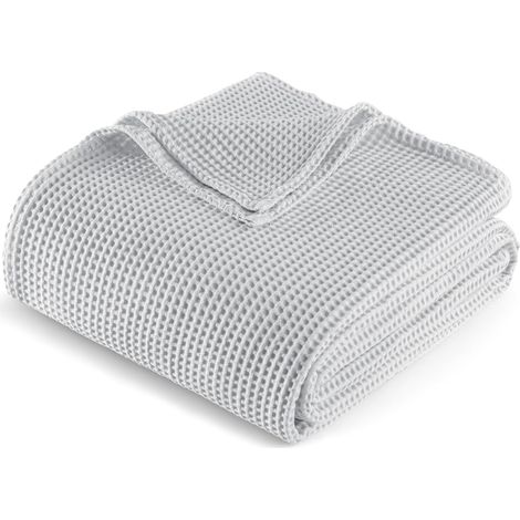 Mezcla Plaid Couverture en Coton à Texture Alvéolée et Gaufrée (1/5)