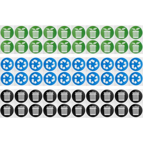 60 Autocollants de Recyclage pour Poubelles Rondes - Identification des Déchets (1/5)