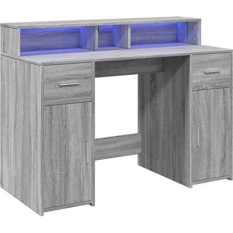 LED-Schreibtisch Grau Sonoma 120x55x91 cm Holzwerkstoff vidaXL (1/4)