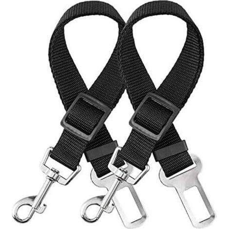 Dog Car Seat Belt,【2 Pieces】 Universal Dog Car Harness, Durable Tear-Proof Dog Safety Belt Adjustable 50-90cm for All Dogs and Cats, Black Nylon (1/5)