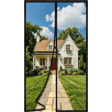 Moustiquaire porte fenêtre magnétique - Maille très dense Fermeture automatique - Balcon chambre - 110x210cm Noir (1/5)