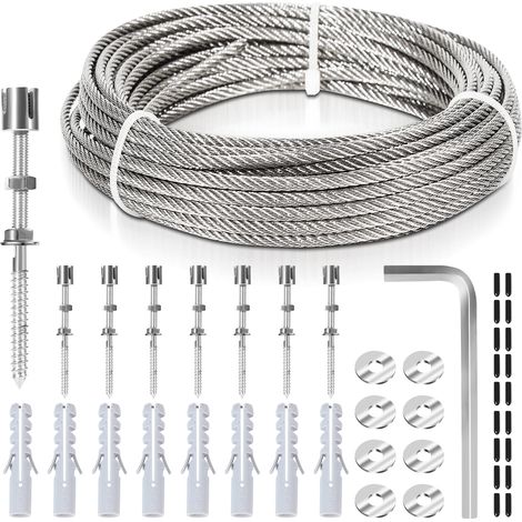 EINFEBEN Treillis métallique pour plantes Support pour plantes grimpantes kit de suspension de corde en acier inoxydable 12m (1/6)