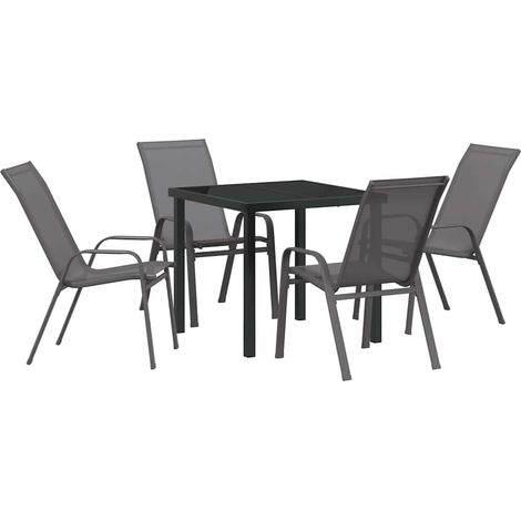 Maison Exclusive - Set da Pranzo per Giardino 5 pz Grigio e Nero (1/5)