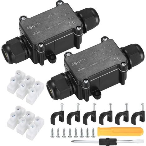 Stück IP68 wasserdichte Anschlussdose, 2-Wege-Anschlussdose für den Außenbereich, wasserdichte elektrische Anschlussdose, M20-Kabelverschraubungen, 5–9 mm und 9–12 mm Kabel, elektrisches Gehäuse (1/4)