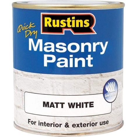 Rustins MASPW500 Quick Dry Matte White Masonry Paint - 500ml (1/3)