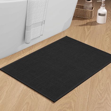 1 Tapis de bain, antidérapant, caoutchouc, absorbant, lin, salle de bain (1/5)