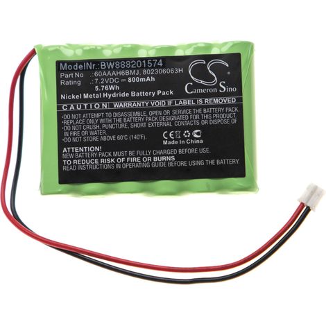 vhbw 1x Batterie remplacement pour Yale 60AAAH6BMJ, 802306063H pour système d'alarme (800mAh, 7,2V, NiMH)