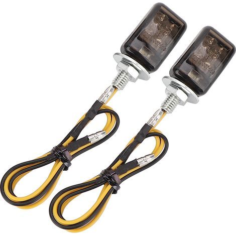2Pcs Universal Moto Mini Jaune LED Clignotants Auto Accessoire (Noir Fumer) (1/5)