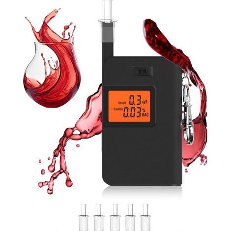 Alcootest Ethylotest Electronique Homologué, Etiloteste Electronique Portable avec Ecran Numérique LCD Orange et 5 Embouts, Haute Précision BAC, Ethylomètre pour Voiture, Maison, Voyage et Soirée (1/5)