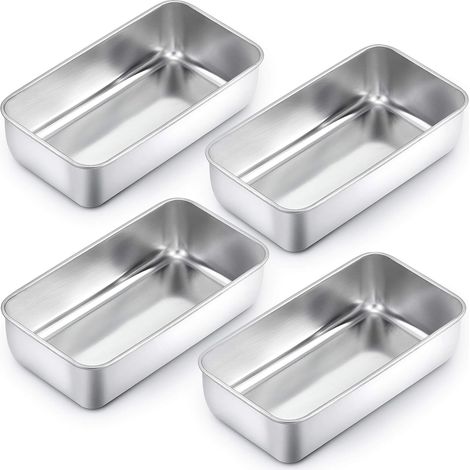 Lot de 4 moules à pain rectangulaires en acier inoxydable pour pain, gâteau, toast, sain, facile à nettoyer et passe au lave-vaisselle, 2214.56.5cm (1/5)