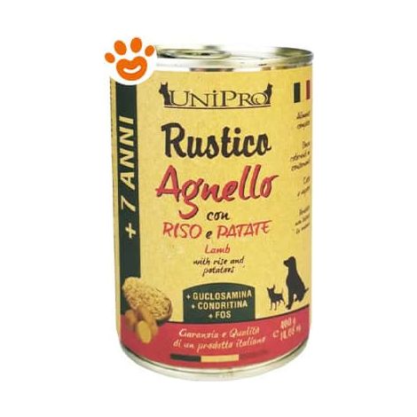 Unipro Dog Rustico Agnello Riso e Patate 7+ - Lattina 400 Gr -