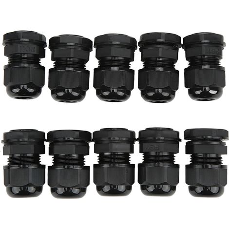 Lot de 10 presse-étoupes étanches en nylon PA pour armoires électriques PG11B-10 (1/5)