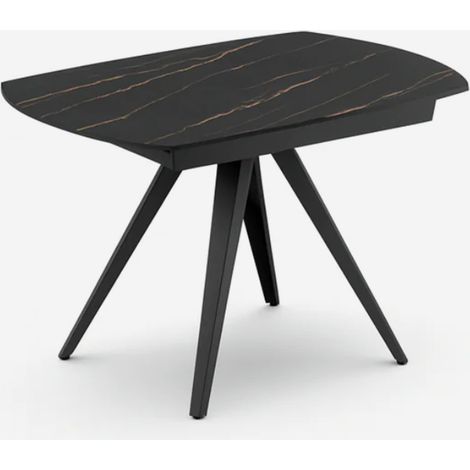 Tavolo allungabile in ceramica e metallo Glide - Effetto marmo nero (1/4)