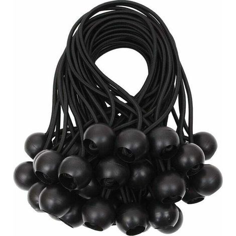 Ulisem Tendeur de bâche Tendeurs à boule tendeur élastique tendeur en caoutchouc pour bannière, bâche, pavillon, tente, rideaux Harnais d’extension, support de bâche Blanc, 15cm (Noir, 40pcs) (1/5)