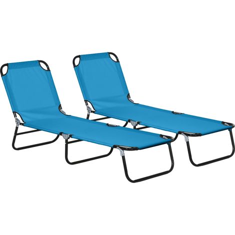 Garden Sun Lounger, Five-Position, 190 x 56 x 28 cm, Sky Blue (1/5)