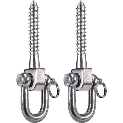 Set of 2 180° Swivel Hammock Hooks, Made of SUS304 Stainless Steel - 800 kg Capacity - Ideal for Play Areas, Yoga, Hammocks, Ropes, Sandbags, Punching Bags, and Verandas (1/5)