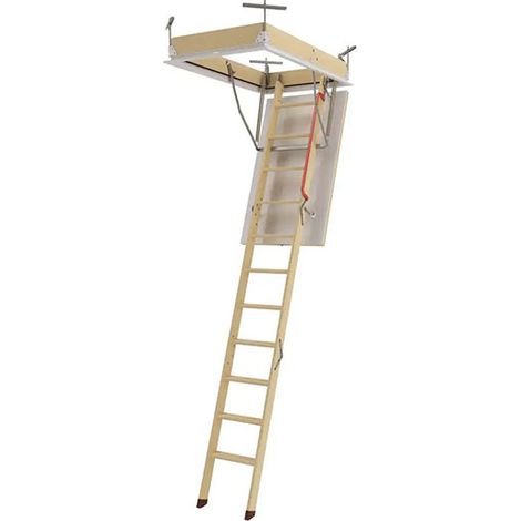 Matisère – Echelle escamotable bois trémie 70 x 120cm – Hauteur réglable 2.32 à 2.80m – Isolation thermique 3.6cm – LWZ701202 (1/5)