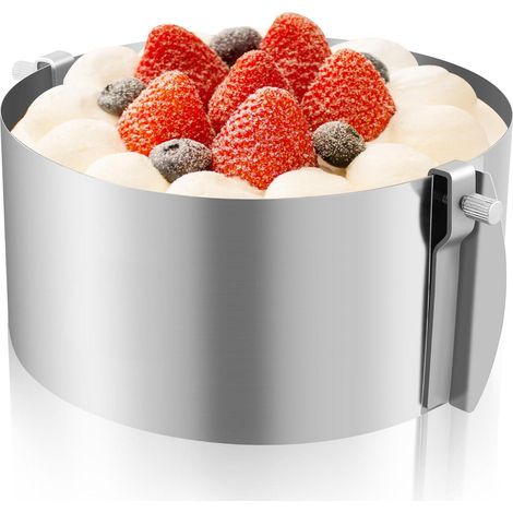 Cercle Gâteau Rond Réglable Ø16-30cm Inox 304 échelle vis fixation pour gâteaux mousse tartes pâtisserie haut de gamme (1/5)