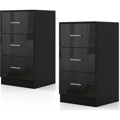 COSTWAY Comodino Camera da Letto 37 x 34 x 66,5cm, Cassettiera in Legno Moderno con 3 Cassetti, Mobile Salvaspazio per Soggiorno, Ufficio e Camerretta (2, Nero) (1/5)