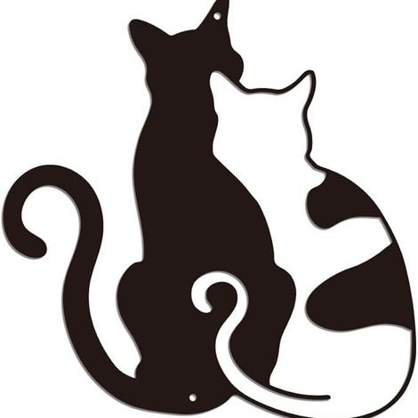 Sollbry Decoración de pared de gato de metal, escultura de pared de gato negro de hierro para amantes de los gatos, ideal para dormitorio minimalista, sala de estar, cocina y hogar, 30 x 28,7 cm. (1/5)