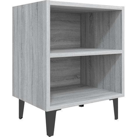 Maison Exclusive - Mesita de noche con patas de metal gris Sonoma (1/5)