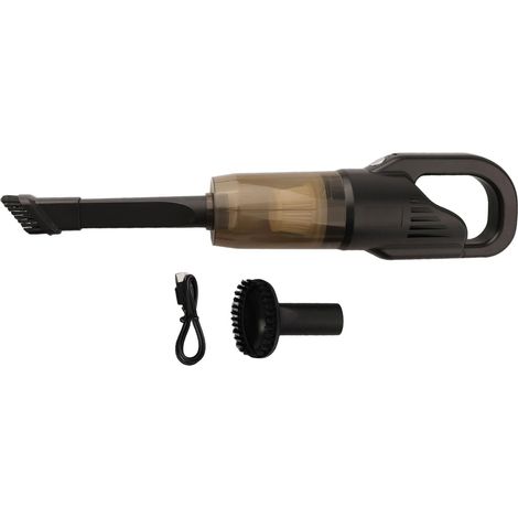 Aspirateur portable rechargeable avec 2 têtes de brosse pour voiture et poils d'animaux Noir