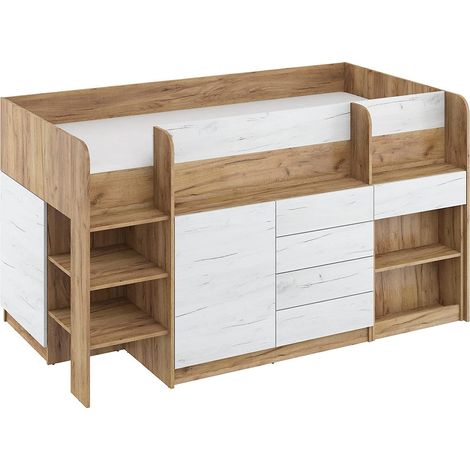 BETT CASS. SCHREIBTISCH SMILE 204x 112x112cm LINKE SEITE EICHE WEISS ROH