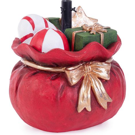 Base per albero di Natale rosso di polvere di gesso per decorazioni natalizie -Ø 44.5 x 38.5 h (1/2)