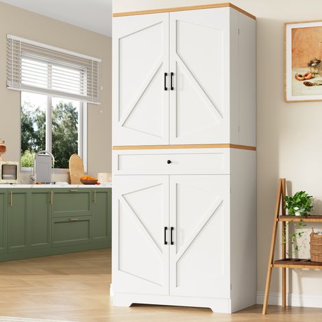 Mobile da cucina 80x40x180 cm in MDF bianco con contenitori FloraGrace (1/5)