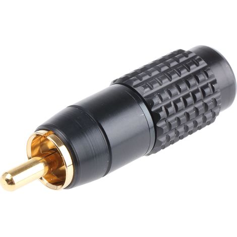 Fiche RCA RS PRO Mâle, Montage sur câble Droit, Contacts plaqués Or ( Prix pour 1 )
