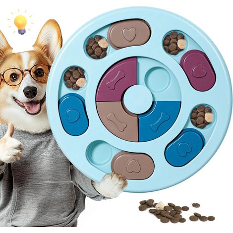Jouets puzzle pour chiens, jouets interactifs pour stimuler le QI et soulager l'anxiété des chiots, jouets d'enrichissement prolongeant le repas, lavables et résistants pour chiots et chats, Bleu (1/5)