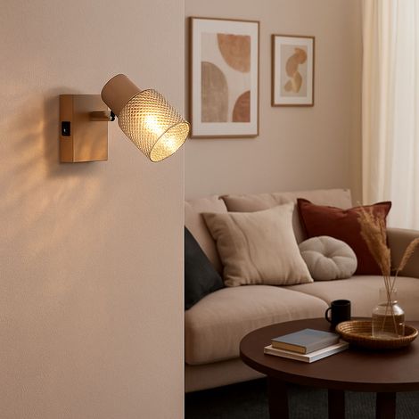 Wandstrahler Wandlampe Schlafzimmerlampe Leselampe kaffeefarben beweglich H 12cm