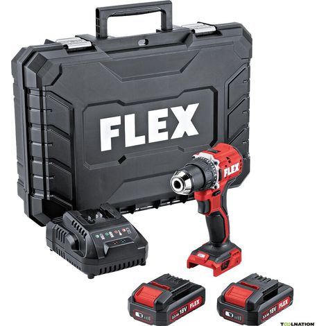 Trapano avvitatore a batteria Flex DD 2G 18,0 EC LD\/2,5 set, 2x 2,5 Ah e caricabatterie in valigetta