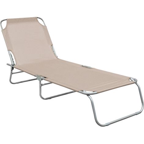 Linder Exclusiv Klappbarer Garten-Liegestuhl GM4001BG Beige (1/3)