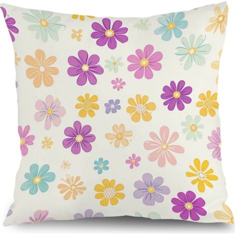 Taie d'oreiller floral printemps, décoration maison élégante,45×45cm (1/5)