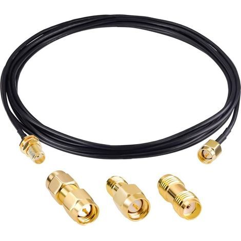 Cable Coaxial SMA male vers SMA femelle, cloison RG174, cable de 10 pieds/3m avec 3 adaptateurs coaxiaux SMA (1/5)