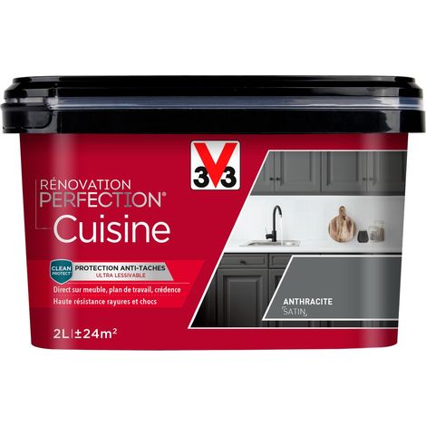 Peinture cuisine Rénovation perfection® V33 Gris anthracite satin 2L