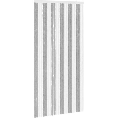 Rideau en chenille, rayures grises et blanches, 100 x 200 cm (1/5)