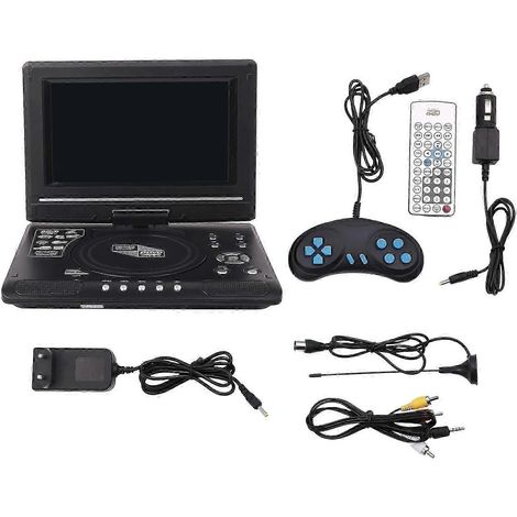 Lecteur DVD portable 9,8 pouces pour voiture, lecteur VCD, console de jeux CD, lecteur TV avec adaptateur radio USB et réception radio FM - Prise standard européenne (1/5)